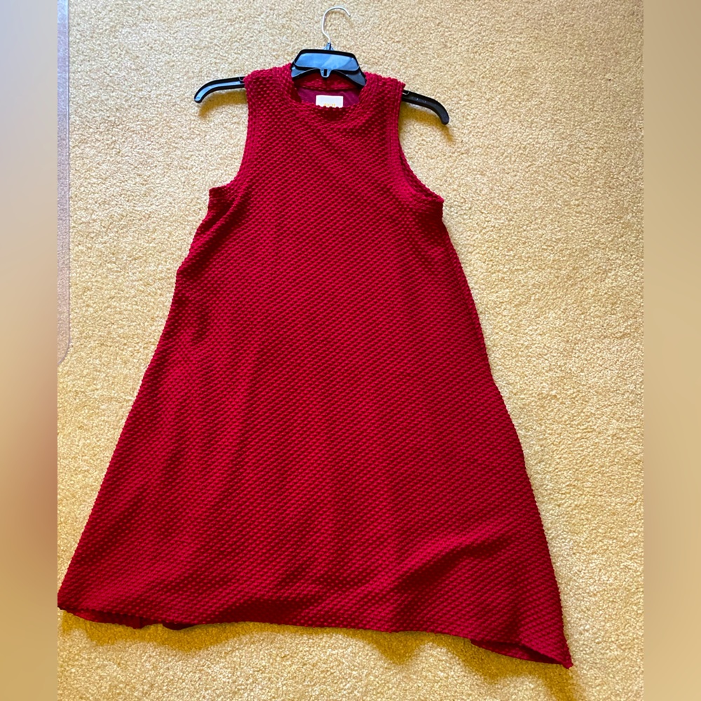 super cute red dress. lined with side pockets.
